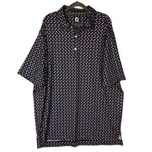 Footjoy‎ FJ Golf Polo Shirt Mens XL Navy Pink Dolphin Print Performance